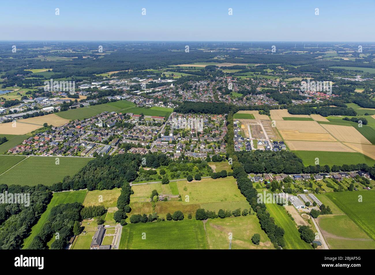 , District Wulfen dans la ville de Dorsten, 19.07.2016, vue aérienne, Allemagne, Rhénanie-du-Nord-Westphalie, région de la Ruhr, Dorsten Banque D'Images