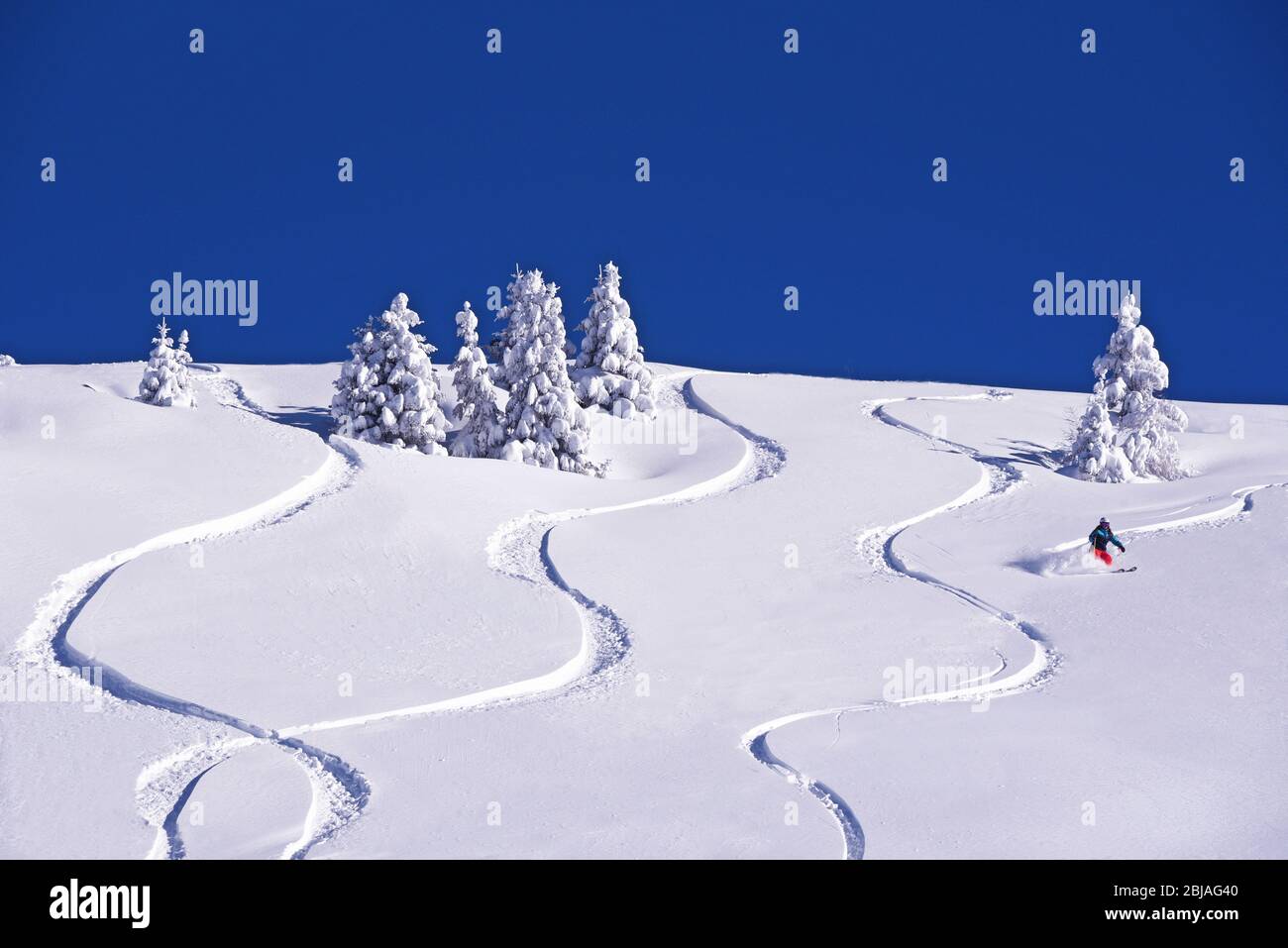 Hors piste dans la station de ski de Sainte Foy Tarentaise, France, Savoie Banque D'Images