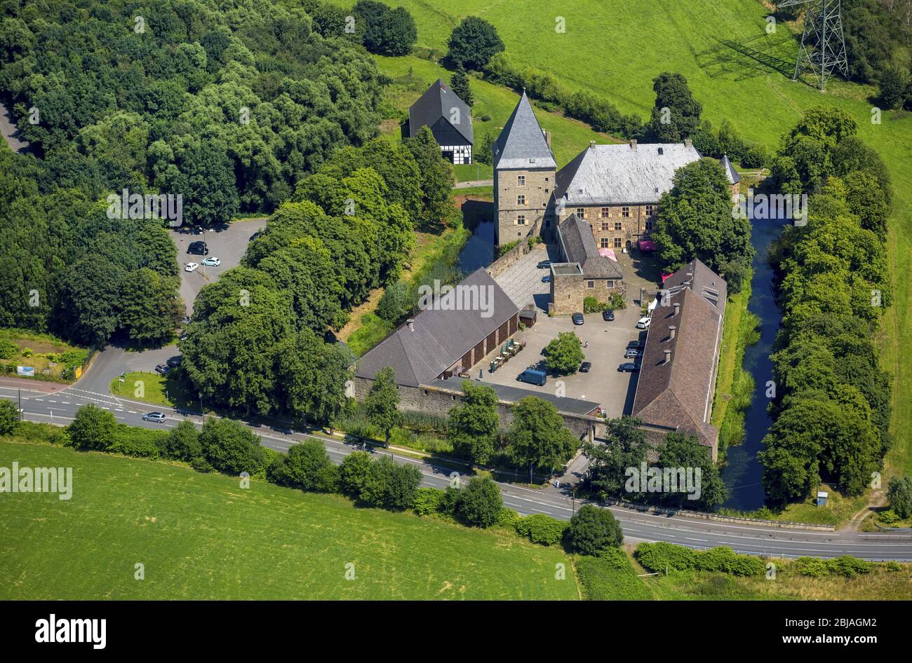 , château d'eau Maison Kemnade à Hattingen, 19.07.2016, vue aérienne , Allemagne, Rhénanie-du-Nord-Westphalie, région de la Ruhr, Hattingen Banque D'Images