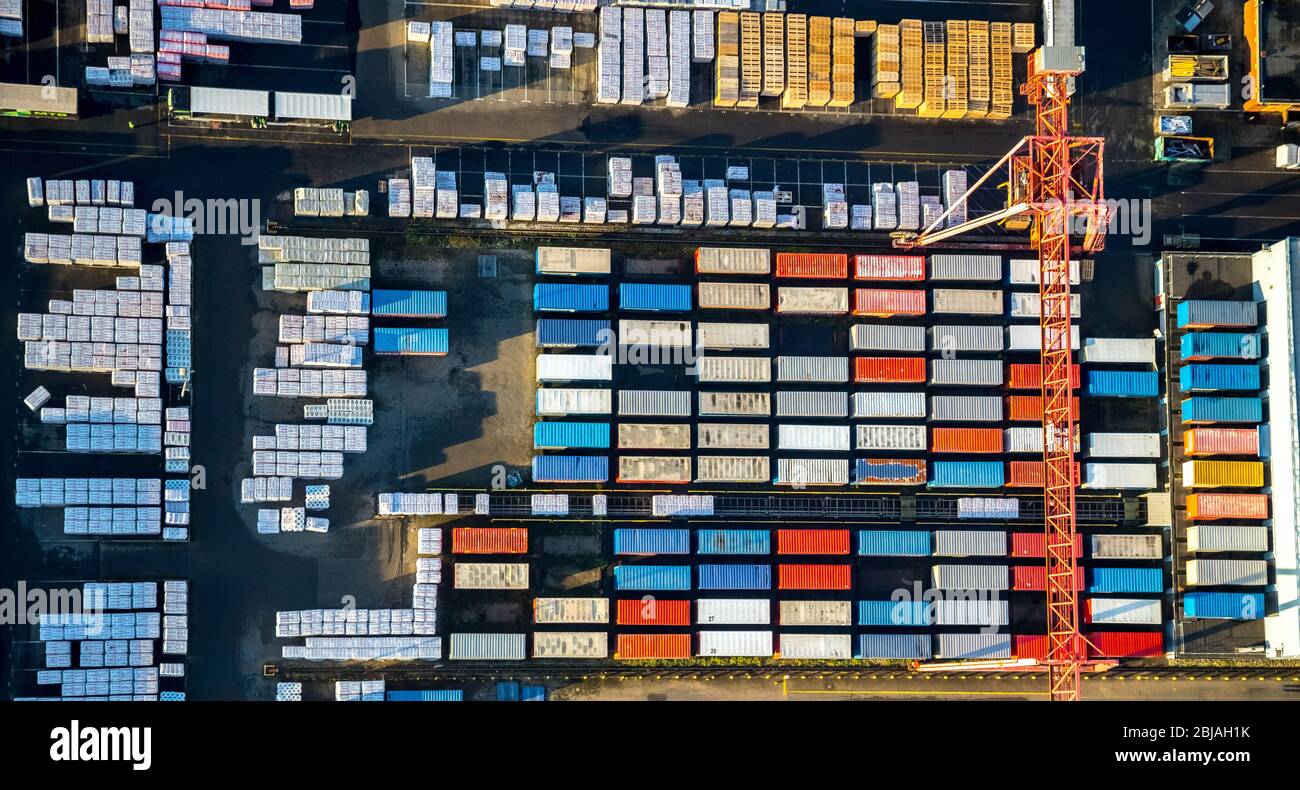 Matériaux d'isolation et stockage des conteneurs, parc industriel Ellinghorst, Bottrop Strasse, 04.12.2019, vue aérienne, Allemagne, Rhénanie-du-Nord-Westphalie, région de Ruhr, Gladbeck Banque D'Images Matériaux d'isolation et stockage des conteneurs, parc industriel Ellinghorst, Bottrop Strasse, 04.12.2019, vue aérienne, Allemagne, Rhénanie-du-Nord-Westphalie, région de Ruhr, Gladbeck Banque D'Images