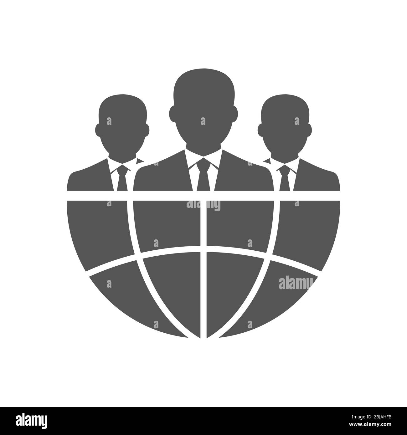 Trois silhouettes d'homme d'affaires et la terre. Concept d'affaires internationales. SPE 10 Illustration de Vecteur