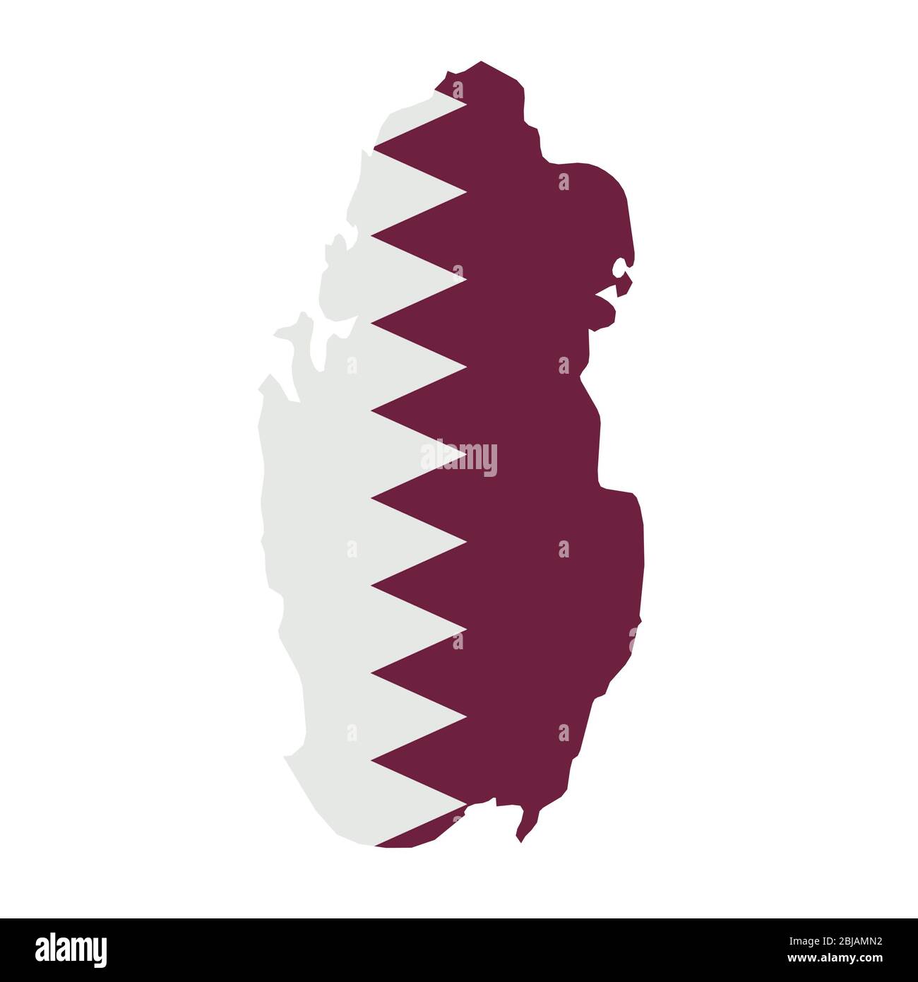 Carte des drapeaux du Qatar. Contour du pays avec drapeau national Banque D'Images