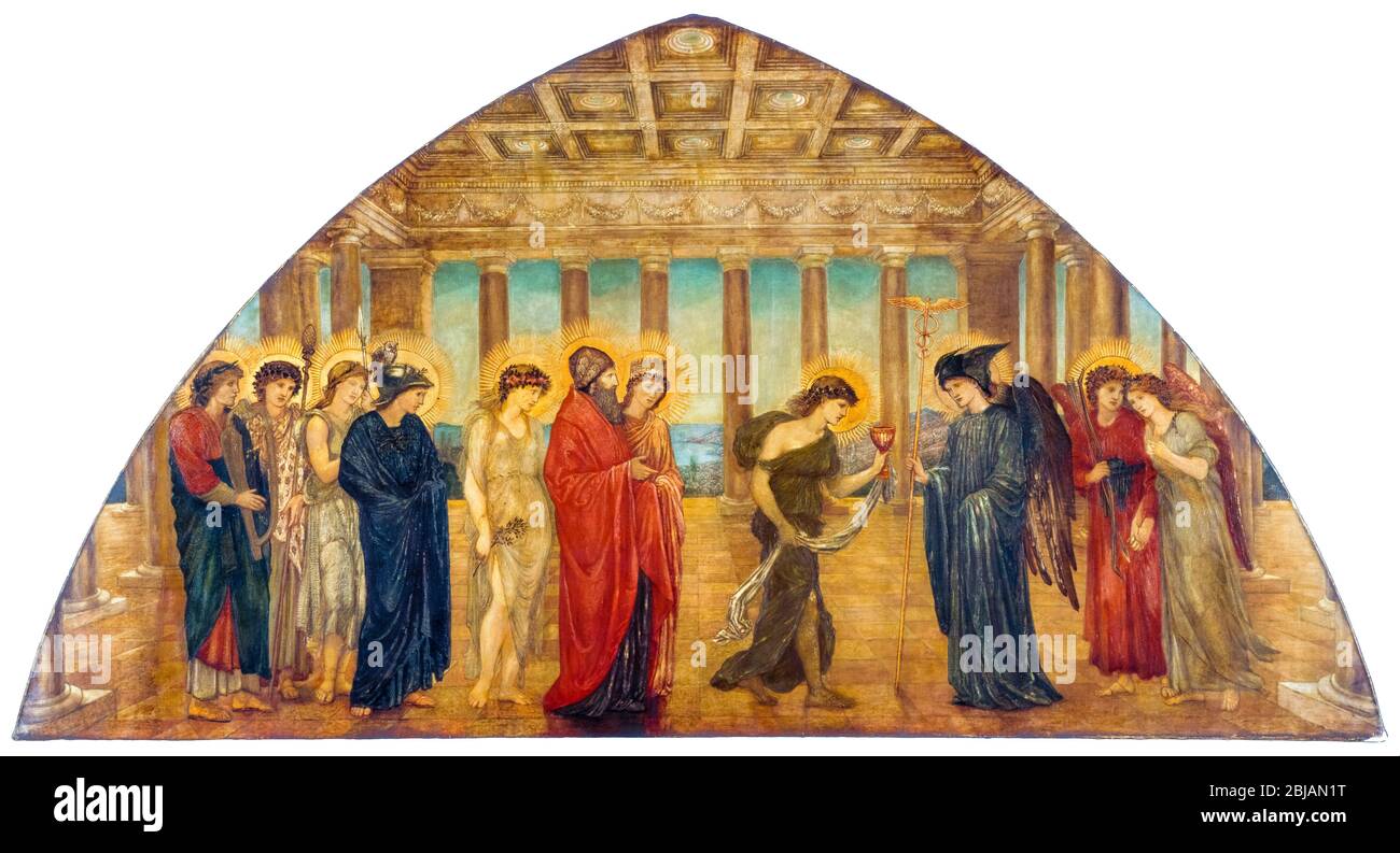 Cupid et Psyche, Murals verts du Palais : psyché entrant dans les portails d'Olympus, peinture d'Edward Burne-Jones, 1872-1881 Banque D'Images