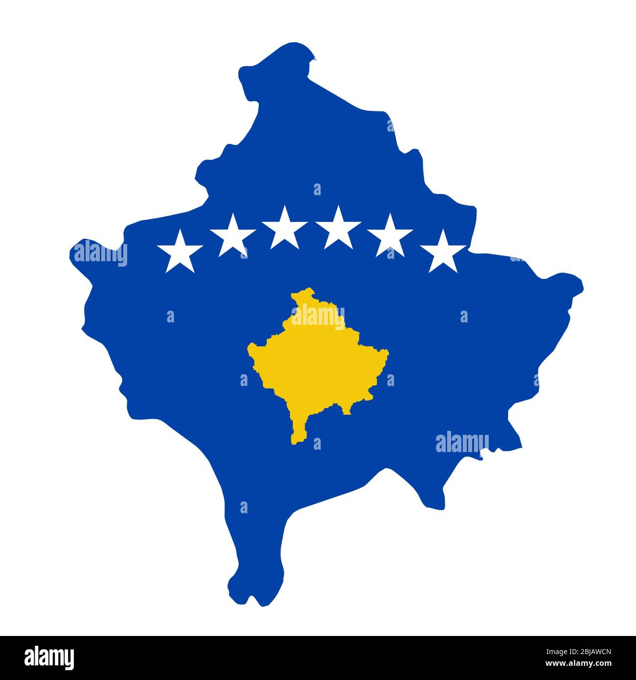 Carte du drapeau du Kosovo. Contour du pays avec drapeau national Banque D'Images