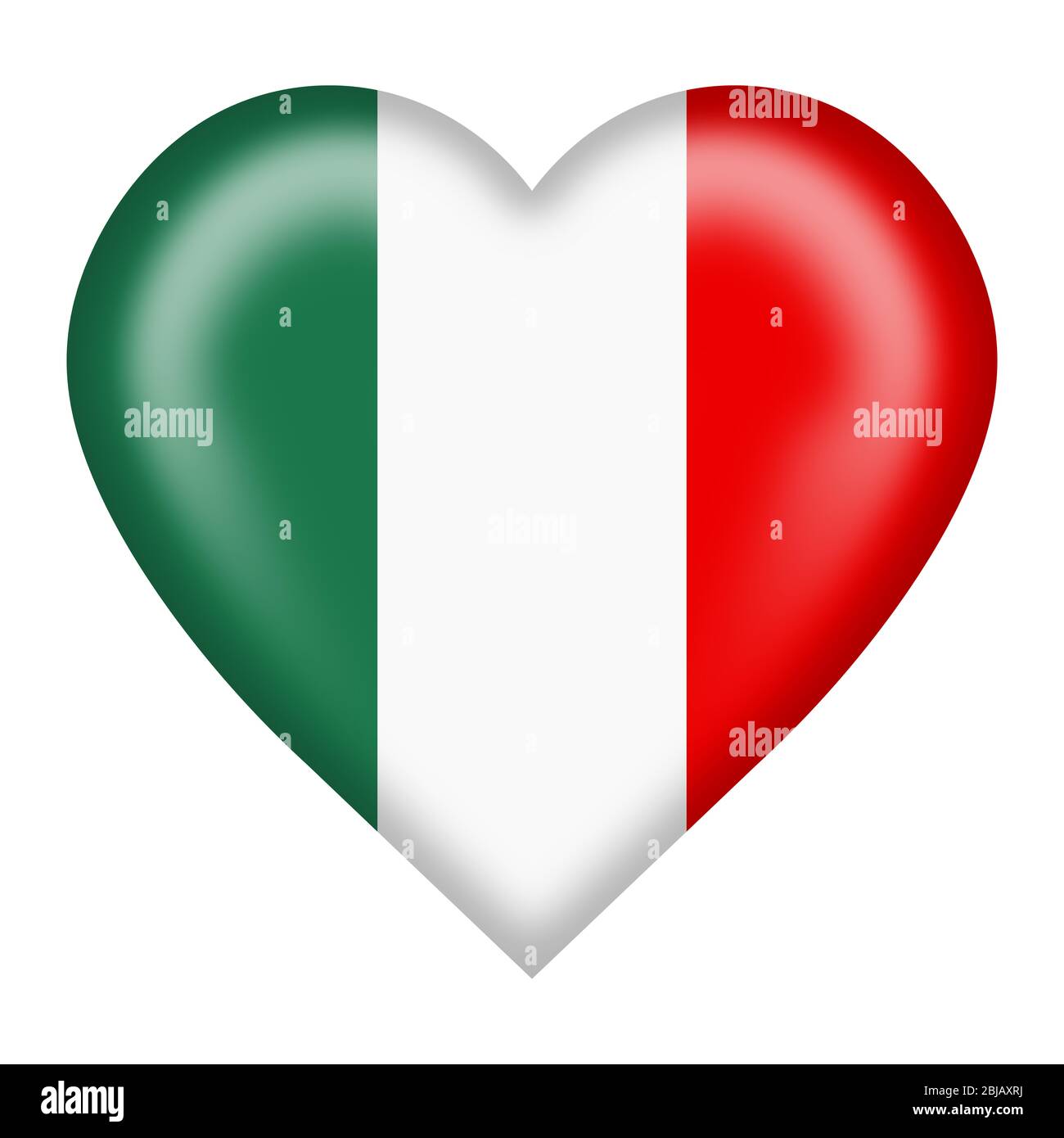 Bouton central du drapeau italien isolé sur blanc avec masque Banque D'Images