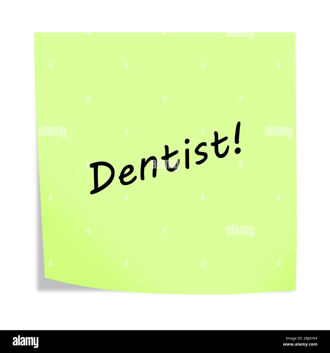 Une note de rappel dentiste isolée sur blanc avec le chemin de découpe Banque D'Images