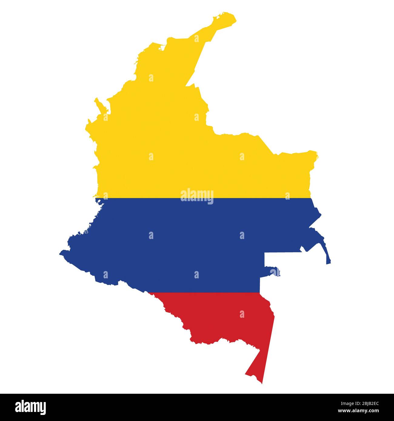 Carte drapeau Colombie. Contour du pays avec drapeau national Banque D'Images