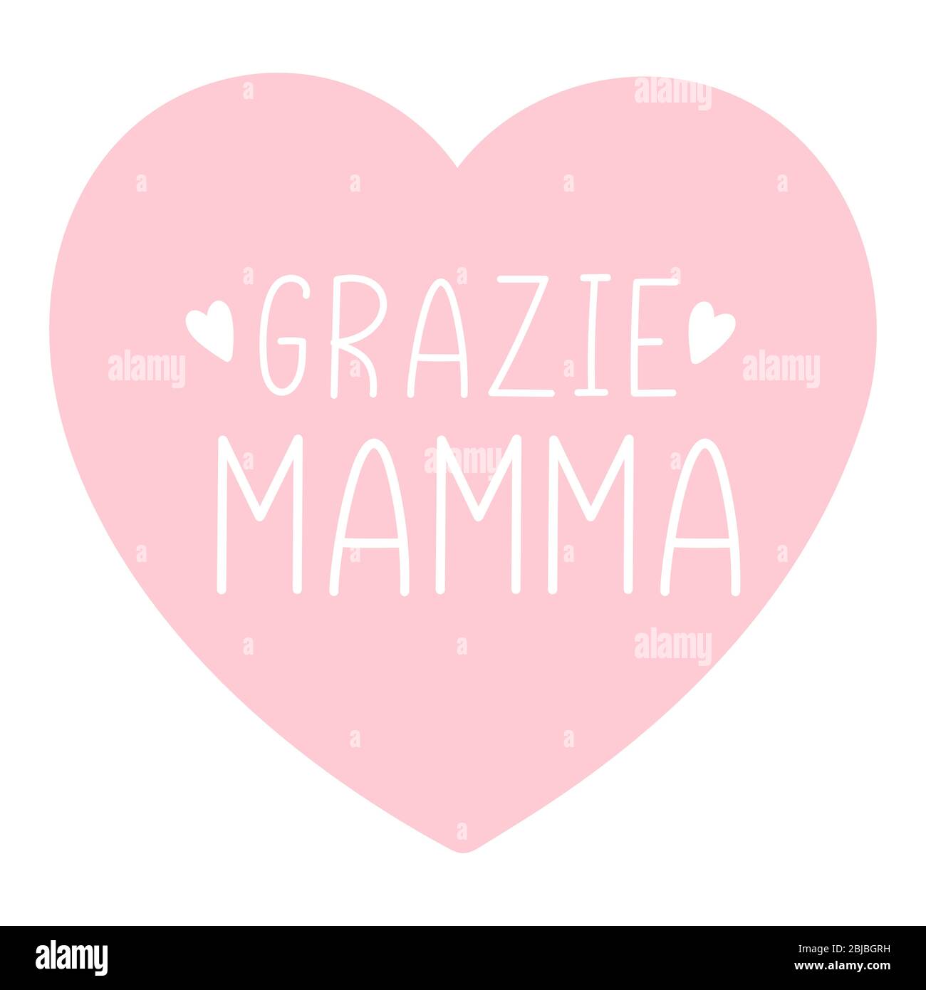 La main esquissait la phrase 'Grazie Mamma' en italien avec le coeur. Traduit par lettre « Merci, maman » pour carte postale, invitation, affiche, étiquette Illustration de Vecteur