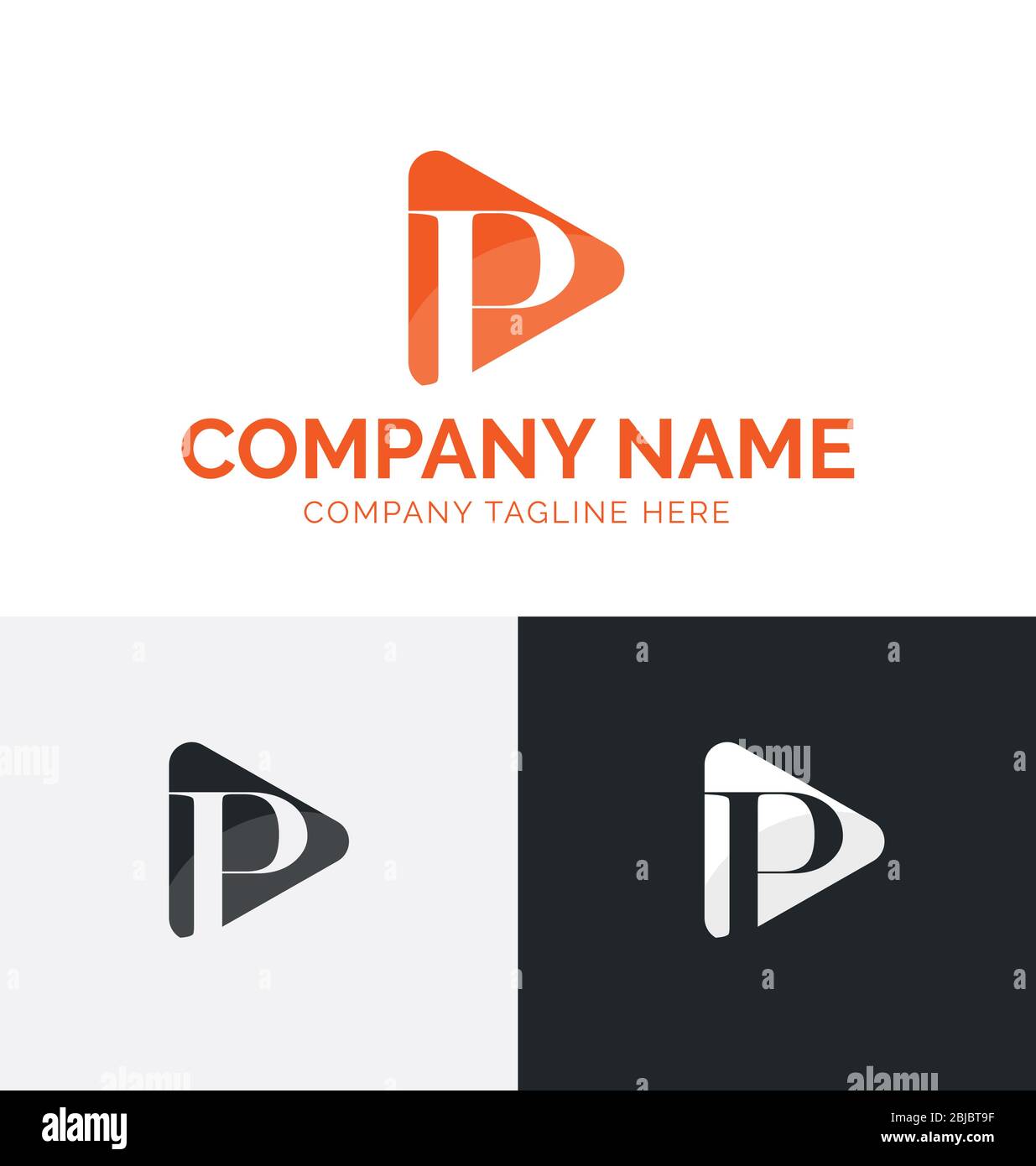 Modèle de logo multimédia lettre P. Modèle vectoriel du logo lettre P. Vecteur de lettre P facile à éditer Illustration de Vecteur