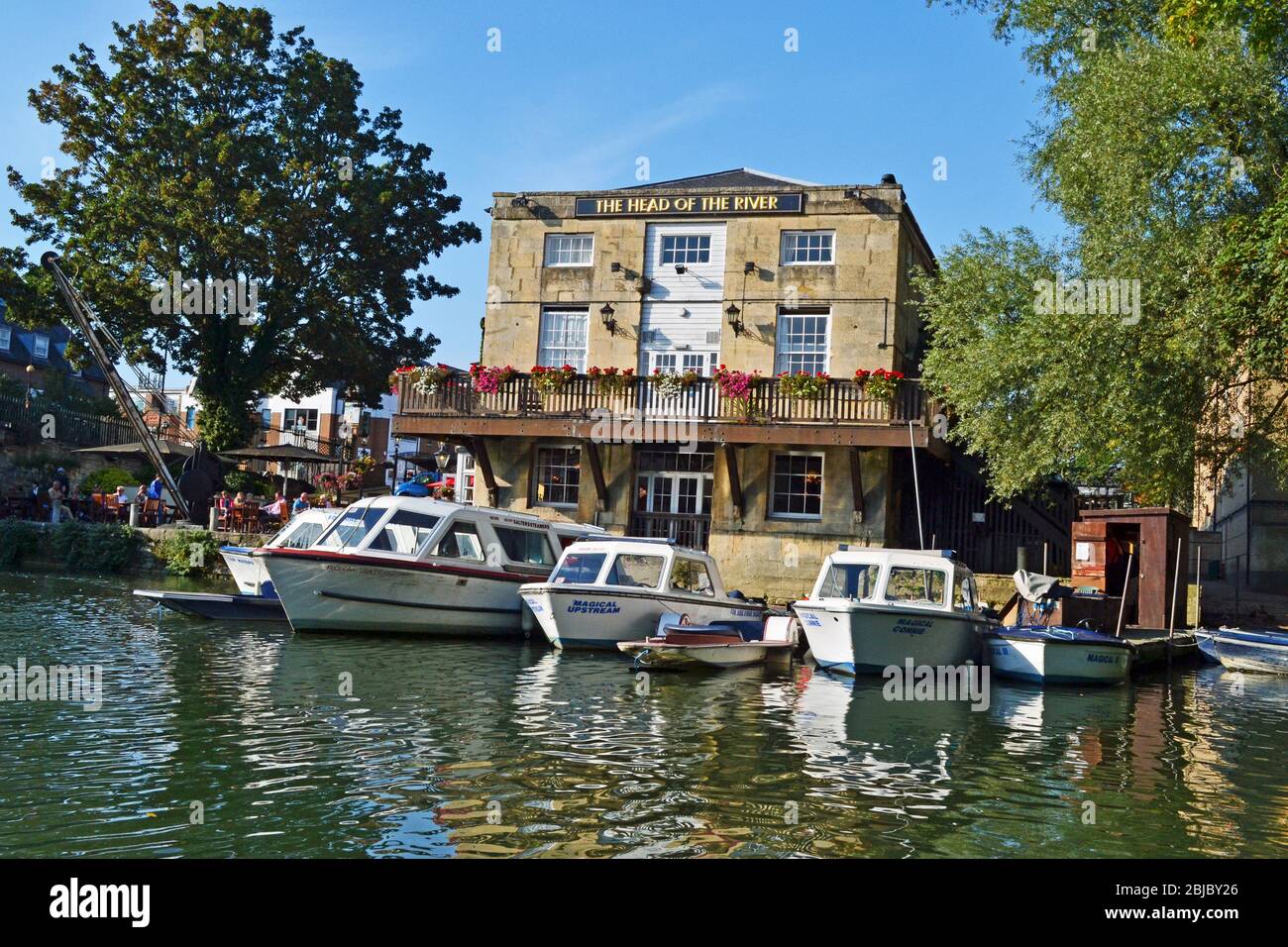 Directeur du River Pub à Oxford, Oxfordshire, Royaume-Uni. Vue depuis la croisière sur la rivière Oxford. Banque D'Images