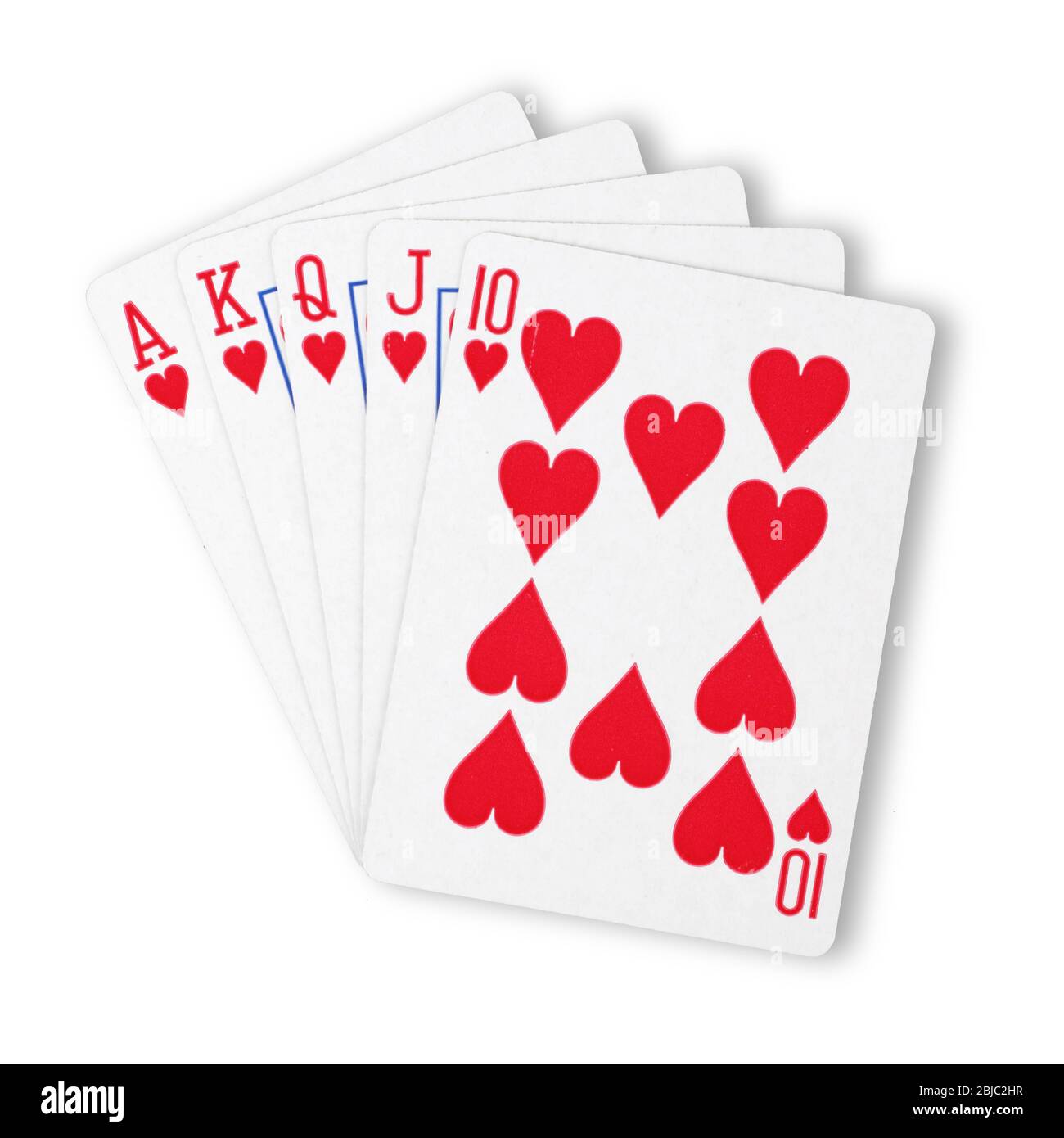 Un cœur royal flush plat sur blanc gagnant main Business concept Banque D'Images