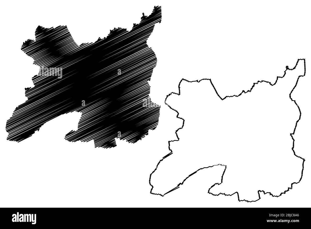 Rennes City (République française, France) illustration vectorielle de carte, esquisse de griffonnage carte de la ville de Rennes Illustration de Vecteur