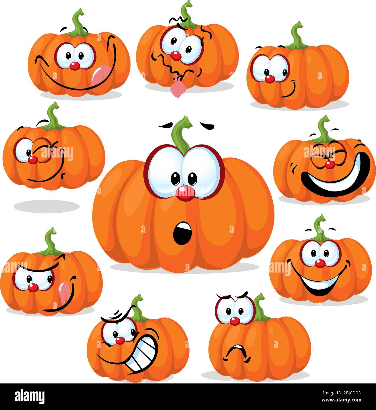 illustration vectorielle de dessin animé de citrouille avec de nombreuses expressions du visage Illustration de Vecteur