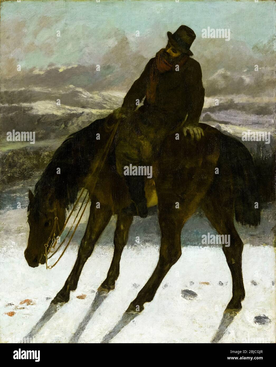Hunter on Horseback, peinture de Gustave Courbet, vers 1864 Banque D'Images