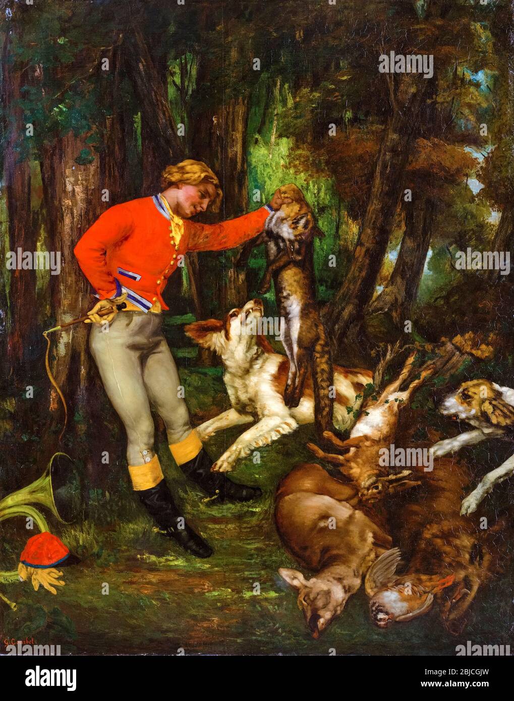 Gustave Courbet, après la chasse, peinture, vers 1859 Banque D'Images