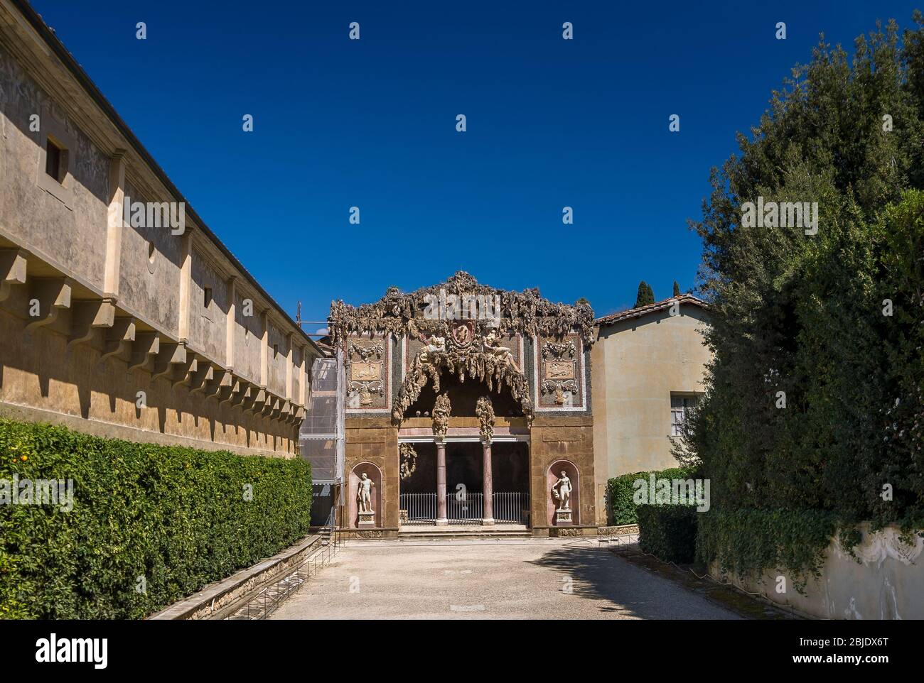 Extérieur de la grotte de Buontalenti sur les jardins de Boboli. Florence, Toscane, Italie. Banque D'Images