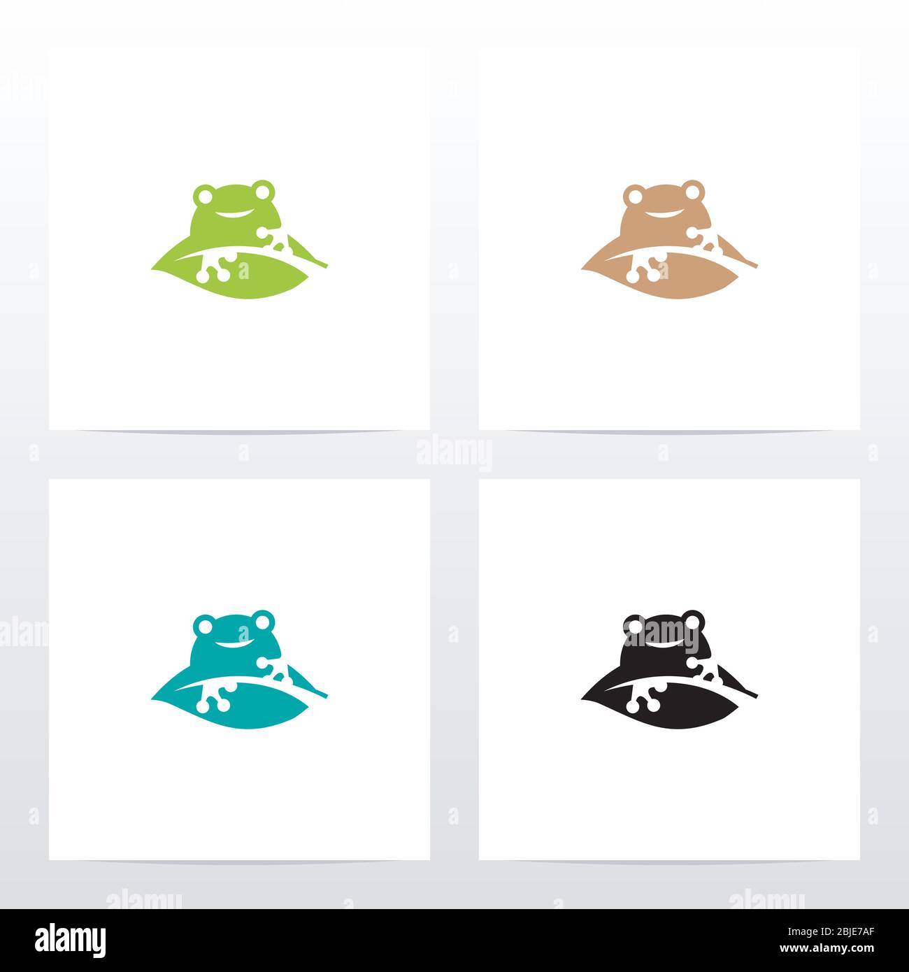 Motif grenouille sur logo feuille Illustration de Vecteur