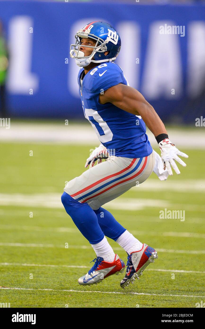 15 décembre 2013 : Victor Cruz (80), grand récepteur des New York Giants, pendant la seconde moitié d'un match NFL entre les Seattle Seahawks et le New York G Banque D'Images 15 décembre 2013 : Victor Cruz (80), grand récepteur des New York Giants, pendant la seconde moitié d'un match NFL entre les Seattle Seahawks et le New York G Banque D'Images