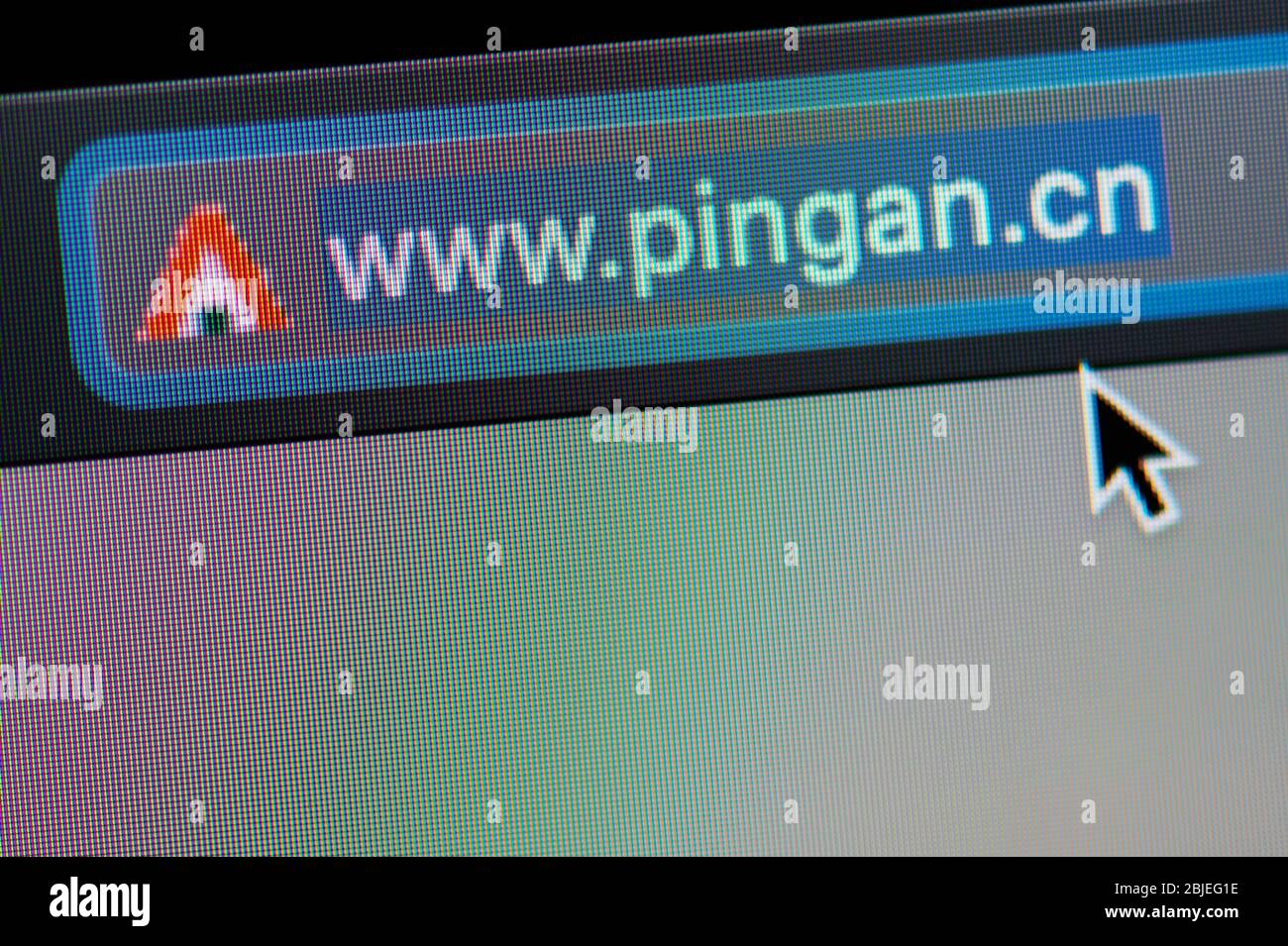 New-York , USA - 29 avril 2020: Ping an Insurance URL link adress site web gros plan sur l'écran d'ordinateur portable Banque D'Images