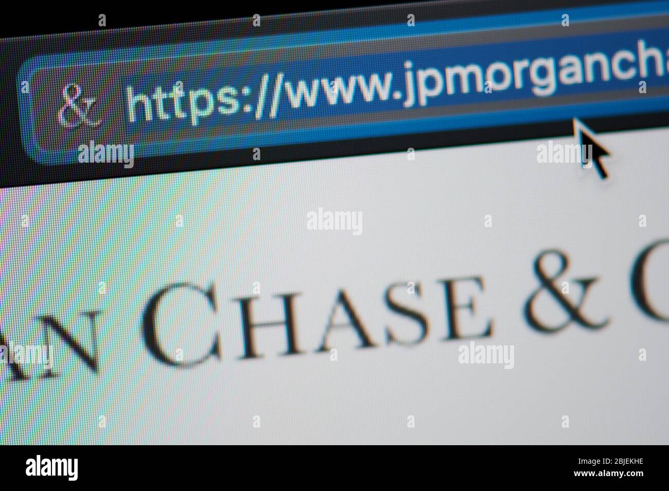 New-York , USA - 29 avril 2020: JPMorgan Chase URL link adress site web gros plan sur l'écran d'ordinateur portable Banque D'Images