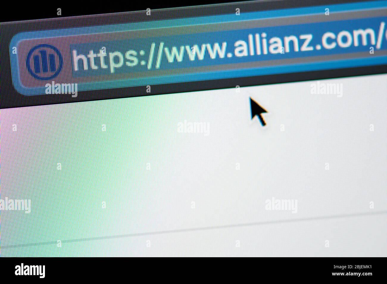 New-York , États-Unis - 29 avril 2020:lien URL Allianz adresse site web gros plan sur l'écran de l'ordinateur portable Banque D'Images