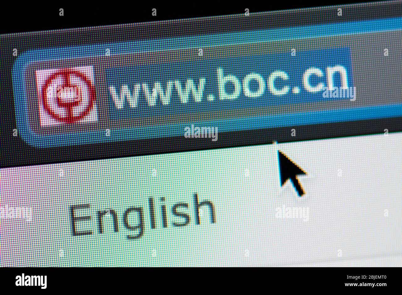 New-York , USA - 29 avril 2020:Bank of china URL link adress site web close up View on portable screen Banque D'Images