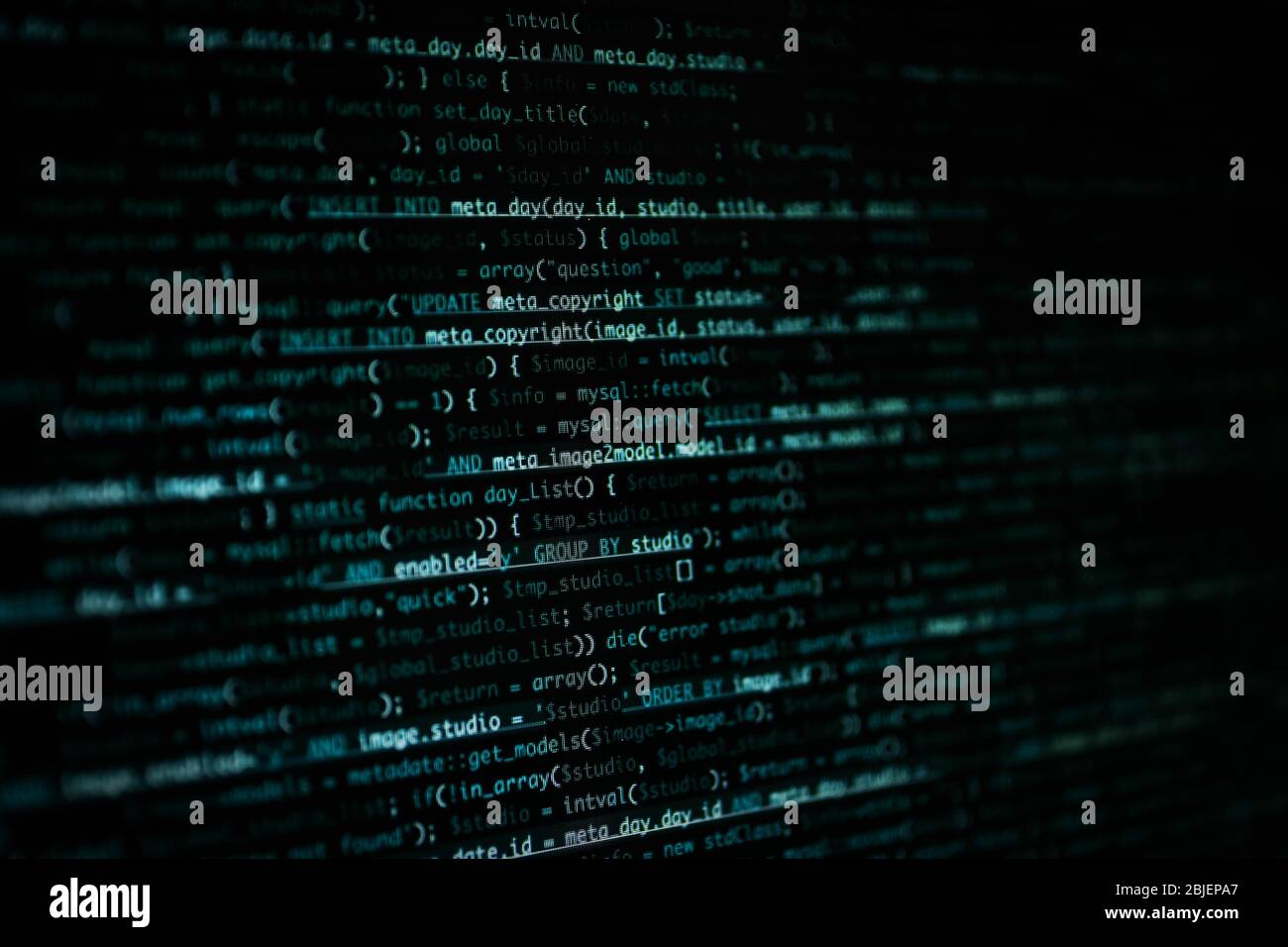Code de script sur le moniteur, clôture. Concept de développement de logiciels Banque D'Images