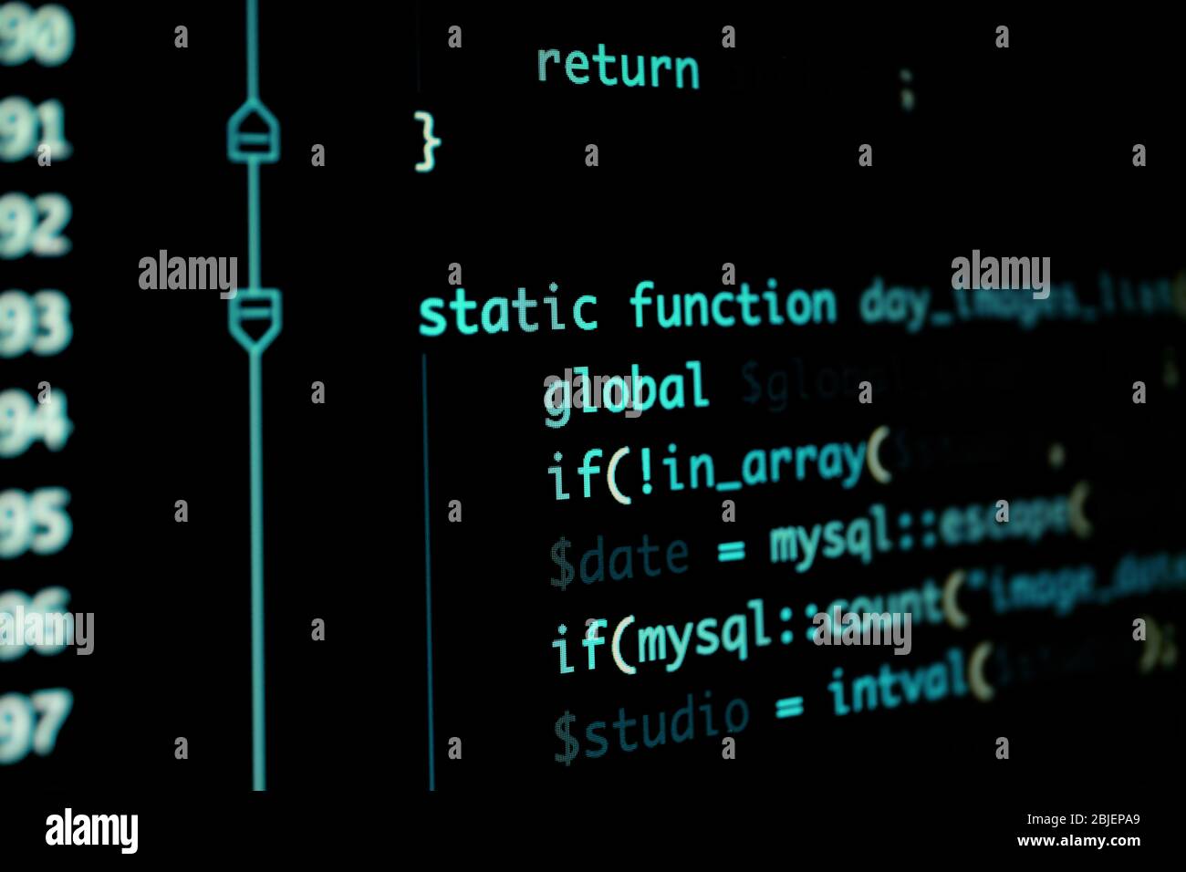 Code de script sur le moniteur, clôture. Concept de développement de logiciels Banque D'Images