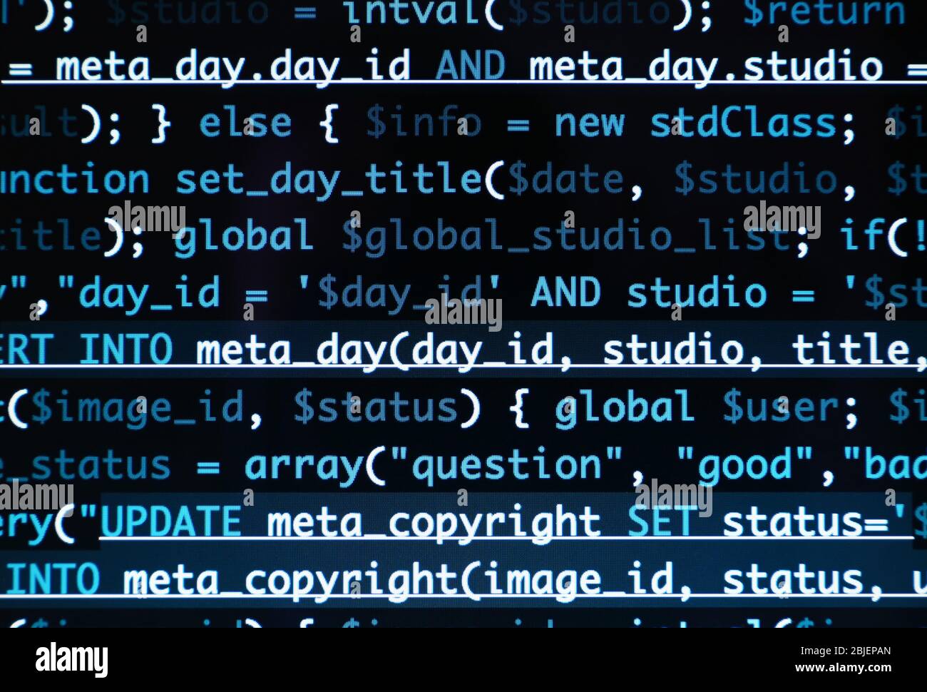 Code de script sur le moniteur, clôture. Concept de développement de logiciels Banque D'Images