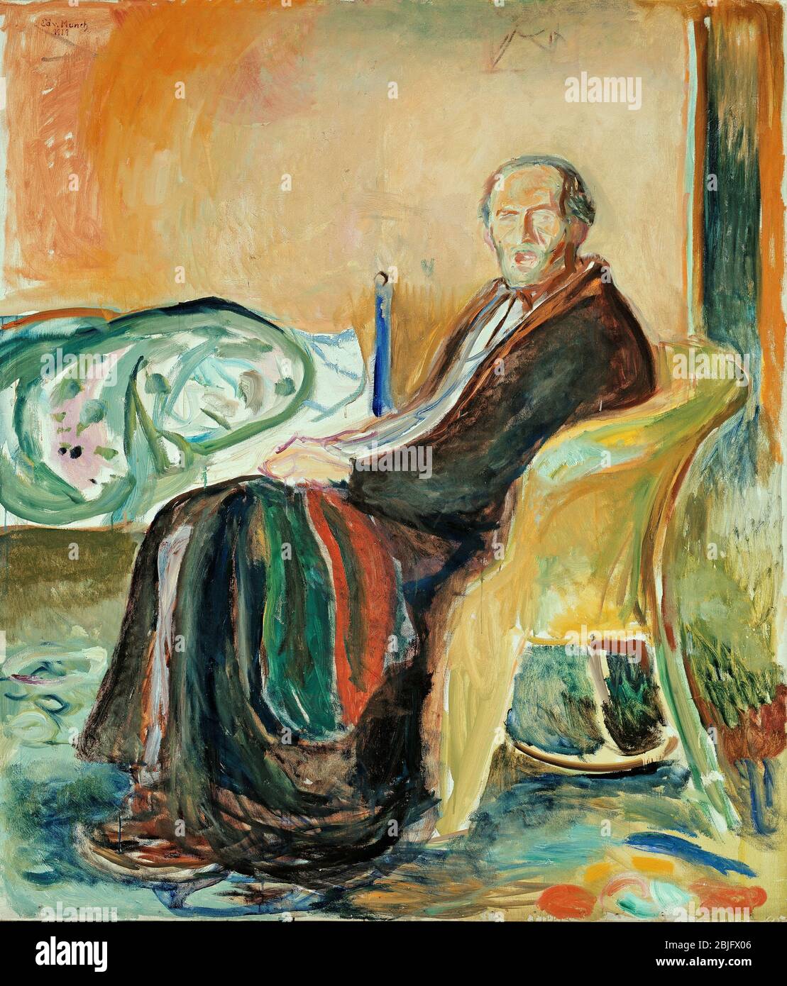 Autoportrait avec la grippe espagnole d'Edvard Munch, 1919. La Galerie nationale de Norvège Banque D'Images
