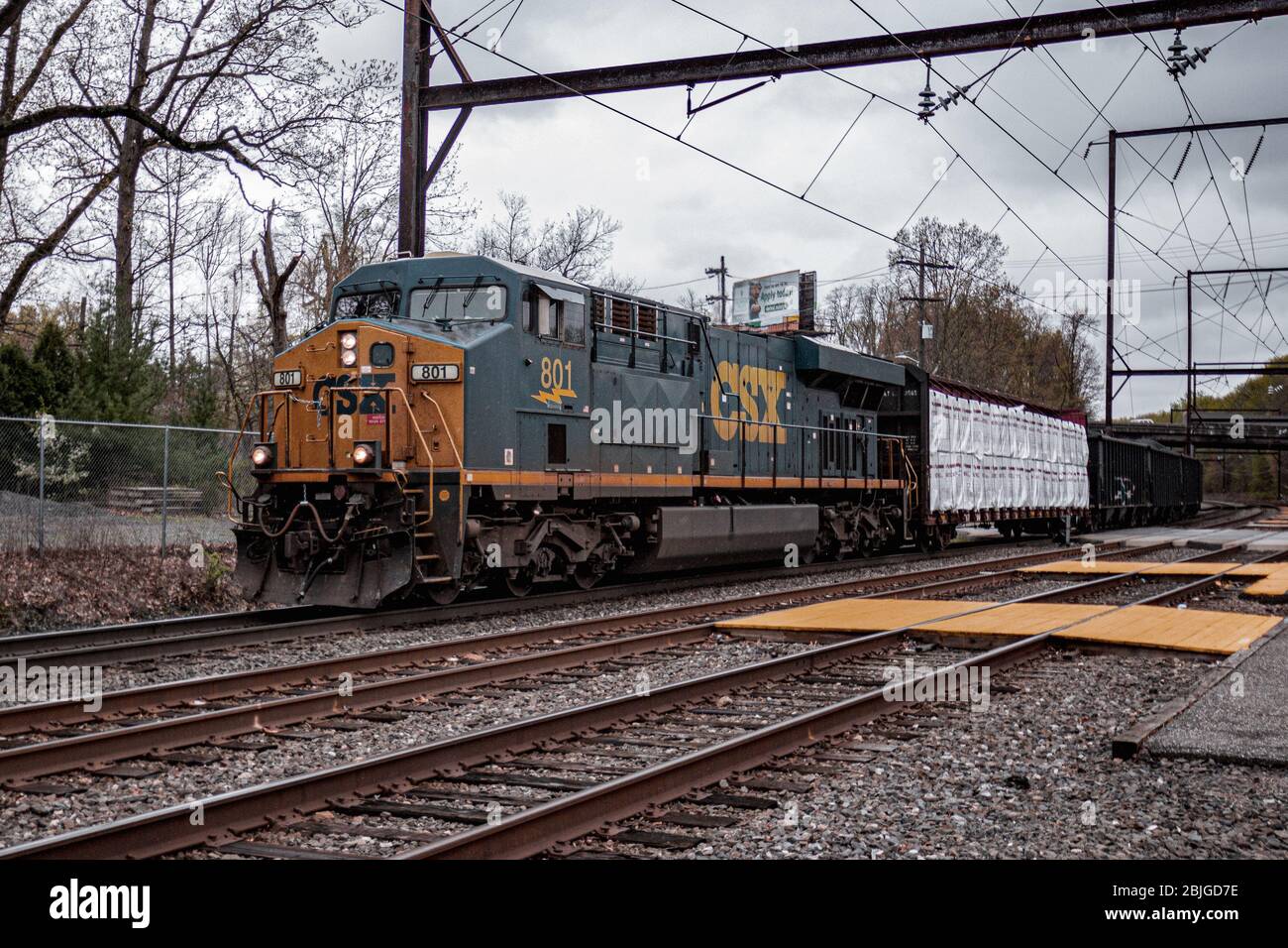 Train de fret CSX en Pennsylvanie Banque D'Images