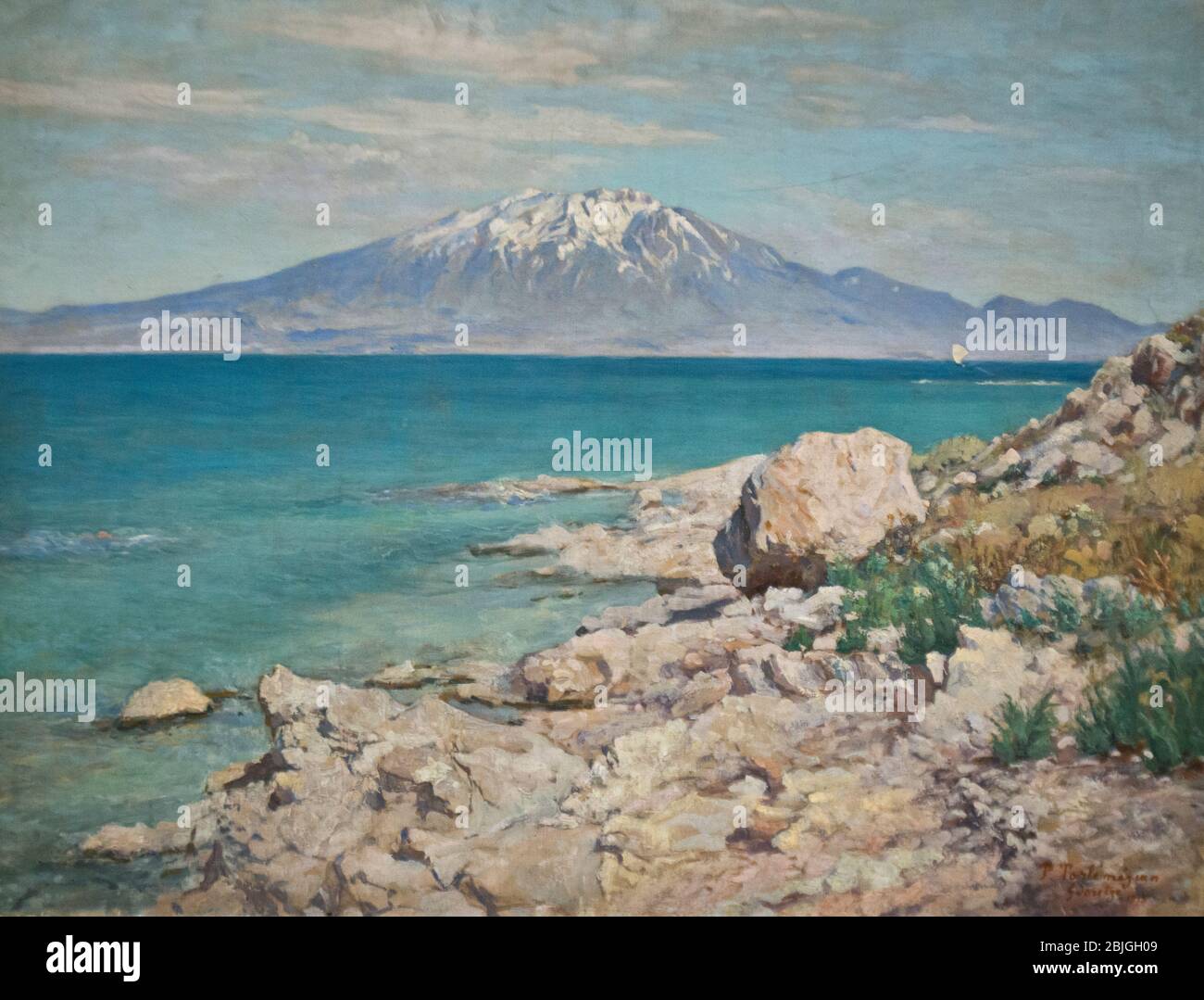 Panos Terlemezian - Lac Van et Mont Sipan de l'île Ktoots (1915) Banque D'Images