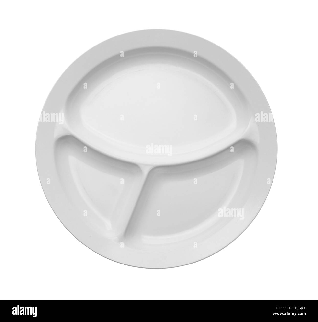 Videz le plateau de service pour les aliments sur fond blanc. Concept de déjeuner scolaire Banque D'Images