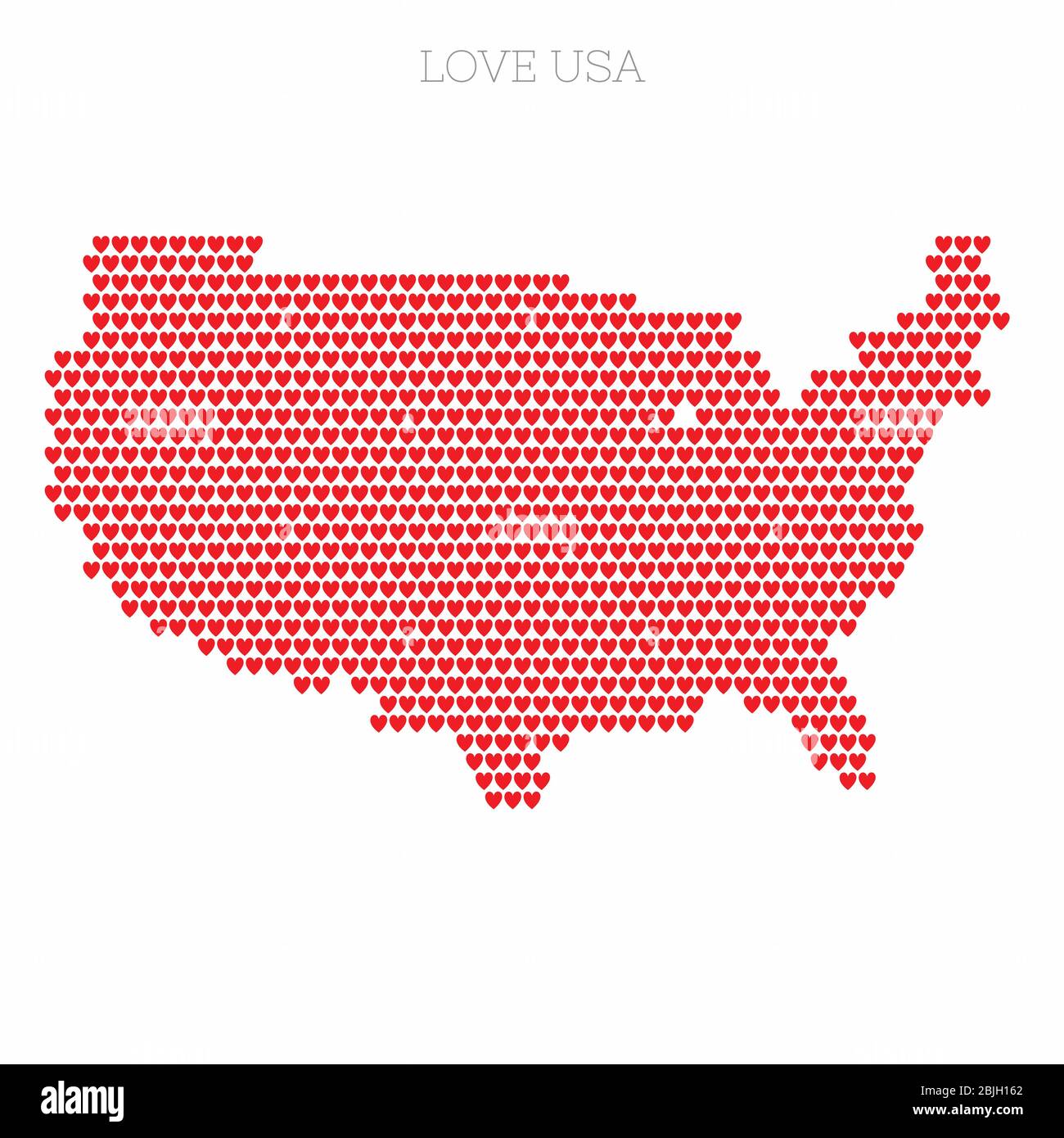 Carte de pays des États-Unis en demi-ton coeur d'amour Illustration de Vecteur