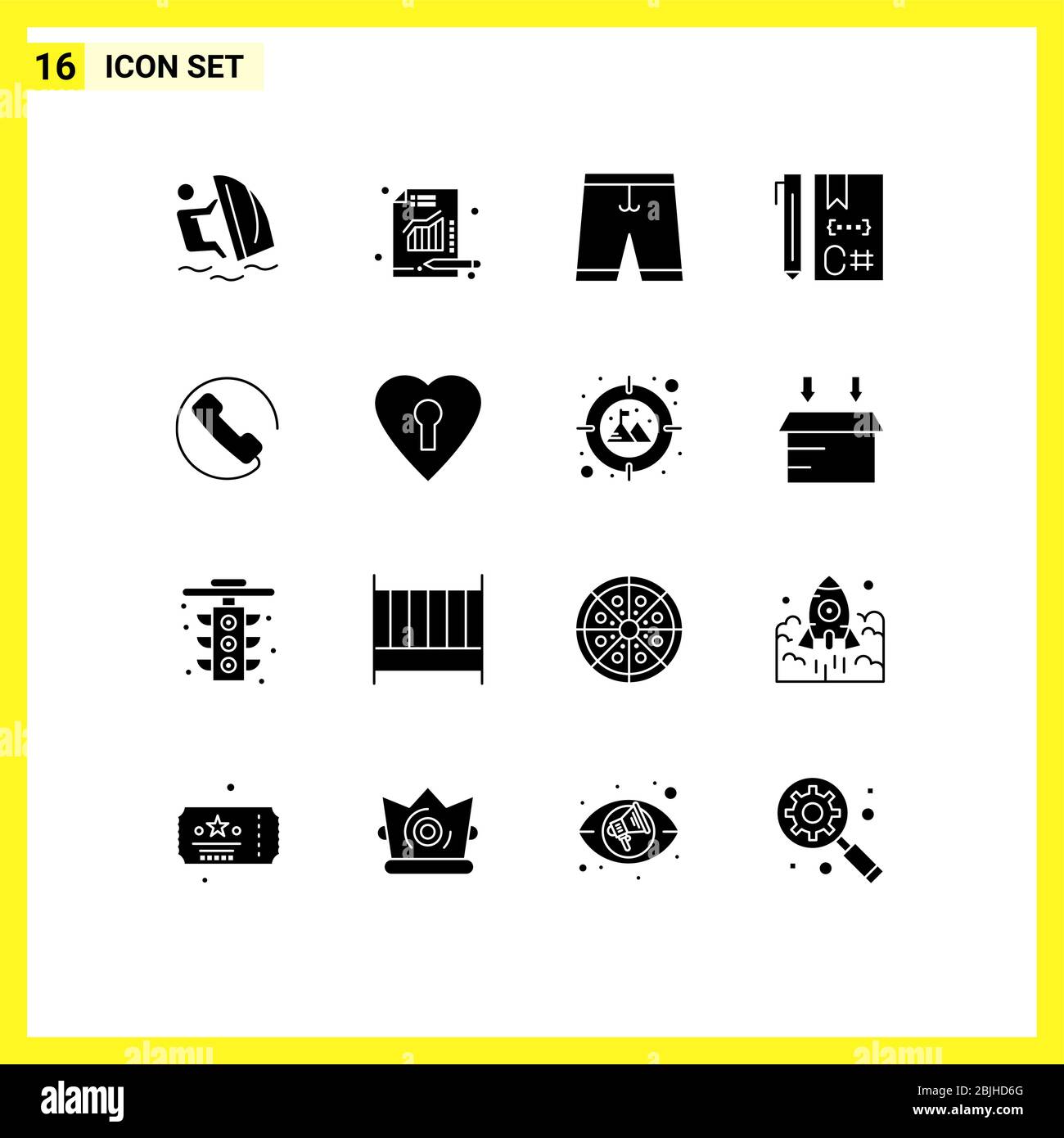 16 icônes créatives signes et symboles modernes de développement, code, graphique, c, habiller éléments de conception vectoriel éditable Illustration de Vecteur