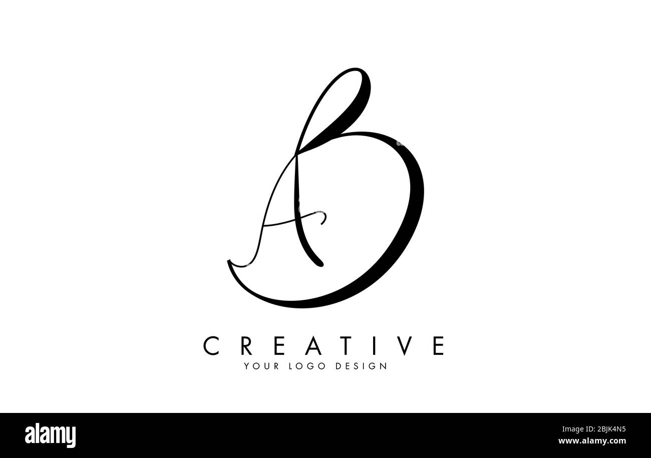 Illustration vectorielle de conception de logo lettres AB A B manuscrites. Illustration de Vecteur