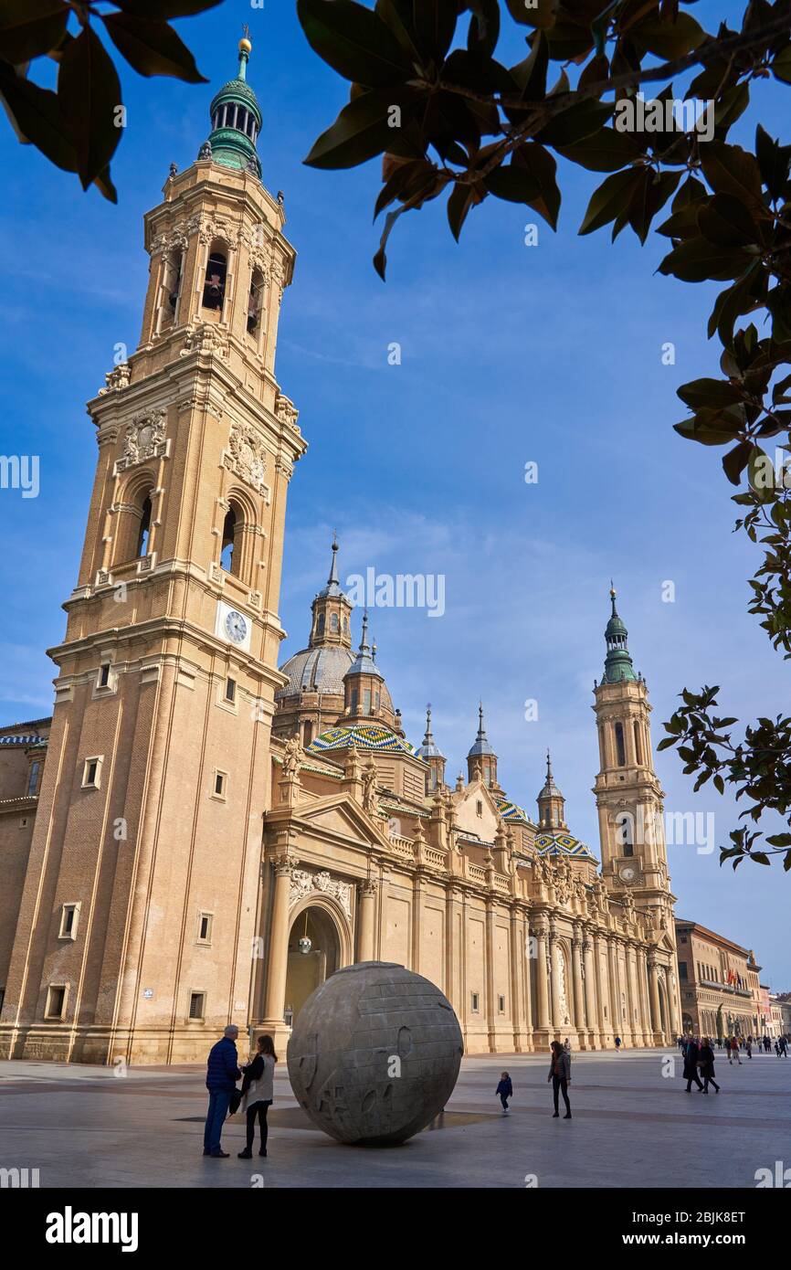 Cathédrale de la Basilique notre Dame de Pilar, Plaza del Pilar, Saragosse, Aragon, Espagne, Europe Banque D'Images