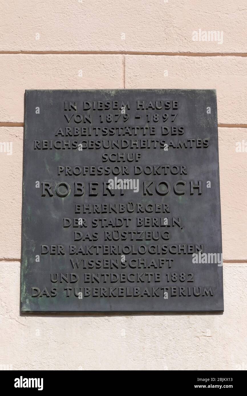 Plaque commémorative Robert Koch, Berlin Banque D'Images