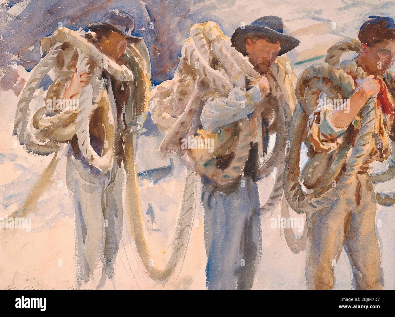 Auteur: John Singer Sargent. Ouvriers à Carrara - 1911 - John Singer Sargent américain, 1856-1925. Aquarelle avec des touches d'aquarelle opaque et Banque D'Images