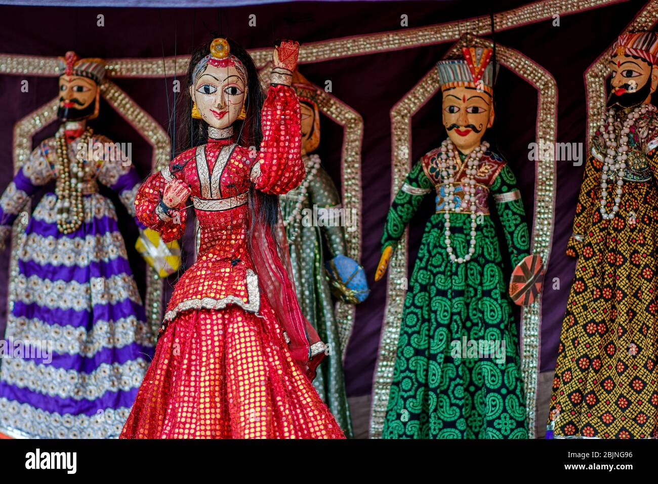 Traditionnelle Rajasthani danse de poupées spectacle, Kathpugli danse, à Jaipur, Rajasthan, Inde Banque D'Images