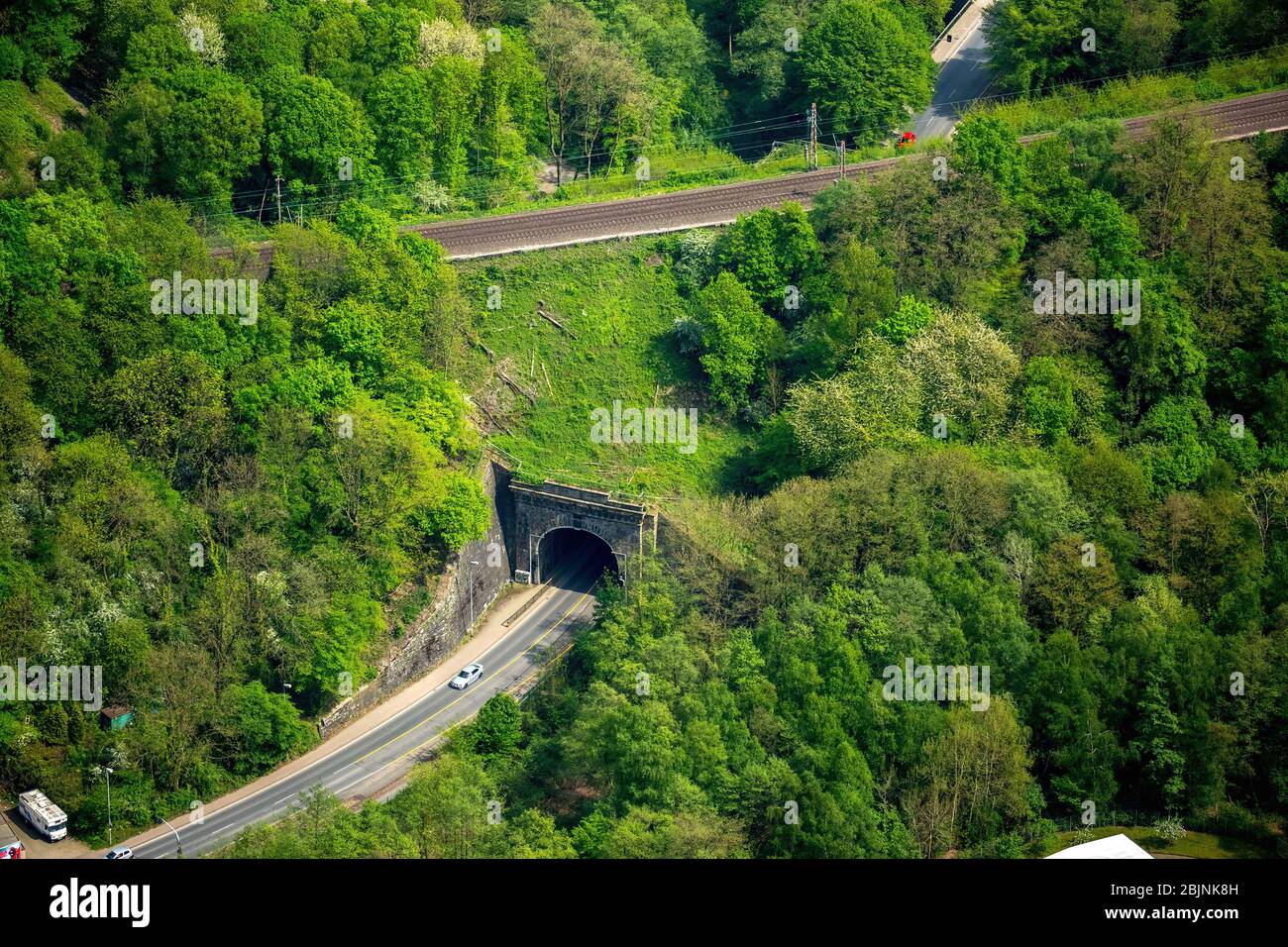 , tunnel Kruiner à la rue Koelner à Gevelsberg, 11.05.2016, vue aérienne, Allemagne, Rhénanie-du-Nord-Westphalie, Ruhr Area, Gevelsberg Banque D'Images