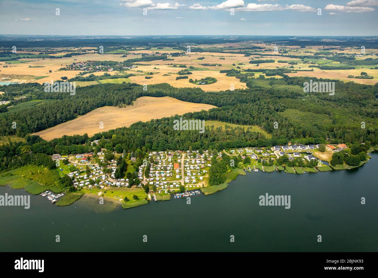 , terrain de camping au lac Cracovie am See, 23.07.2016, vue aérienne, Allemagne, Mecklembourg-Poméranie occidentale, Cracovie am See Banque D'Images