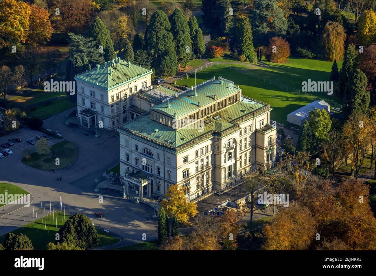 , Villa Huegel à Essen-Bredeney, 31.10.2016, vue aérienne, Allemagne, Rhénanie-du-Nord-Westphalie, région de la Ruhr, Essen Banque D'Images