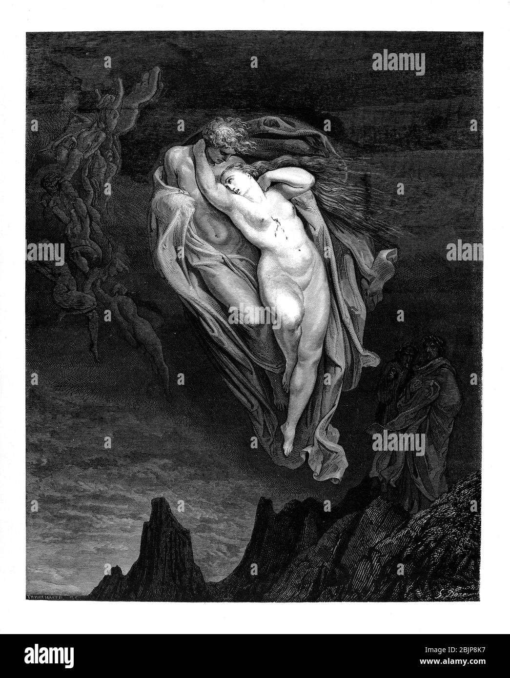 De la Divine Comédie par le poète italien du XIVe siècle Dante Alighieri. 1860 œuvres d'art, de l'artiste français Gustave Dore et gravées par Stéphane Pannemaker, de 'la Vision de l'Enfer' (1868), traduction anglaise de Cary de l'Inferno. Dante a écrit son poème épique "Divina Commedia" (la Divine Comedy) entre 1308 et sa mort en 1321. Composé de 14 233 lignes, et divisé en trois parties (Inferno, Purgatorio et Paradiso), il est considéré comme la plus grande œuvre littéraire en langue italienne et un chef-d'œuvre mondial. Il s'agit d'une étude complète de la théologie, de la littérature et de la pensée médiévales. Le nouveau non Banque D'Images