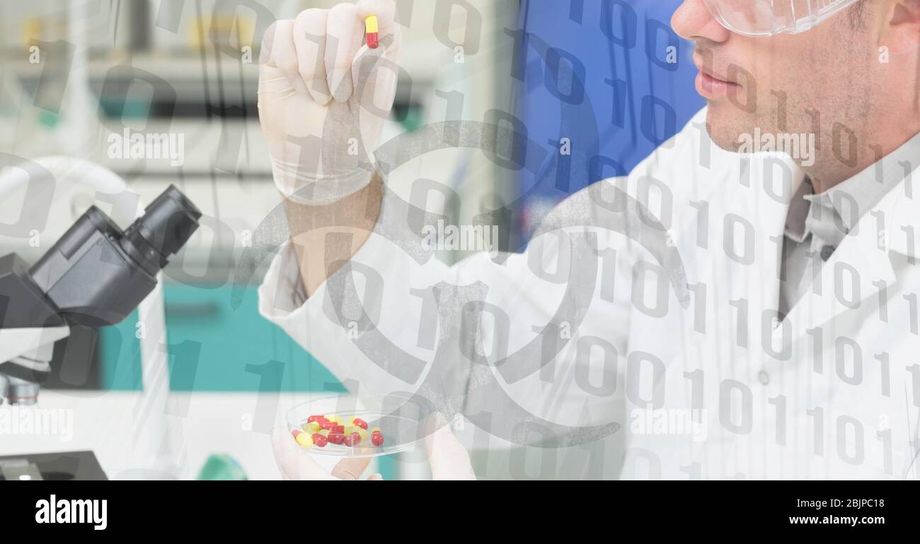 Illustration numérique du scientifique portant des vêtements de protection en laboratoire pendant le coronavirus Cov Banque D'Images