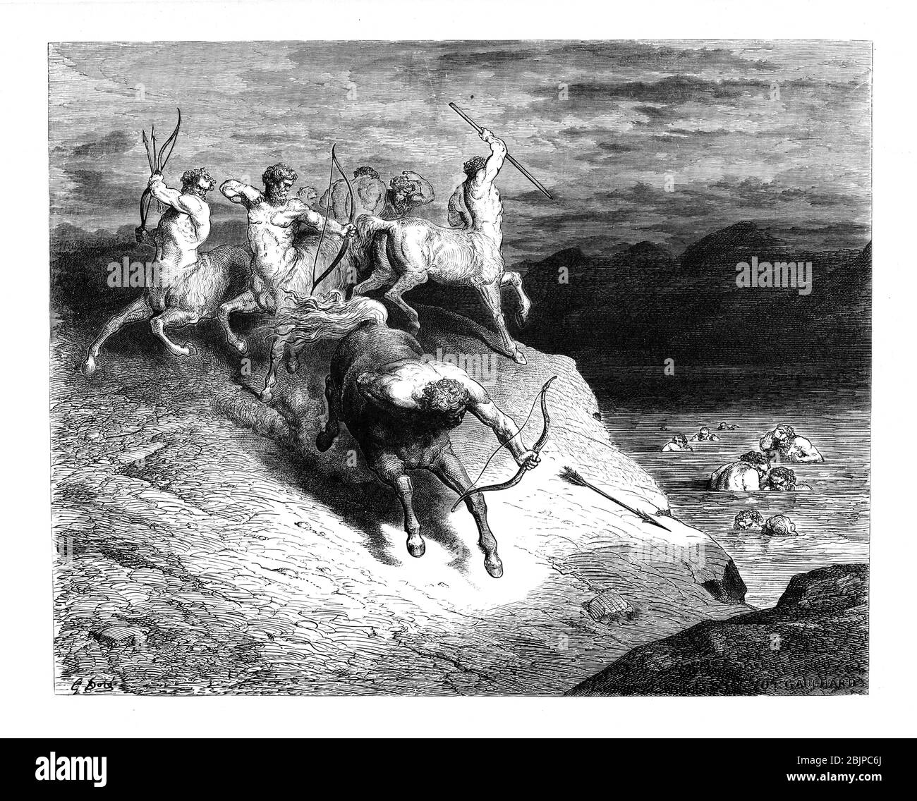 De la Divine Comédie par le poète italien du XIVe siècle Dante Alighieri. 1860 œuvres d'art, de l'artiste français Gustave Dore et gravées par Stéphane Pannemaker, de 'la Vision de l'Enfer' (1868), traduction anglaise de Cary de l'Inferno. Dante a écrit son poème épique "Divina Commedia" (la Divine Comedy) entre 1308 et sa mort en 1321. Composé de 14 233 lignes, et divisé en trois parties (Inferno, Purgatorio et Paradiso), il est considéré comme la plus grande œuvre littéraire en langue italienne et un chef-d'œuvre mondial. Il s'agit d'une étude complète de la théologie, de la littérature et de la pensée médiévales. Le nouveau non Banque D'Images
