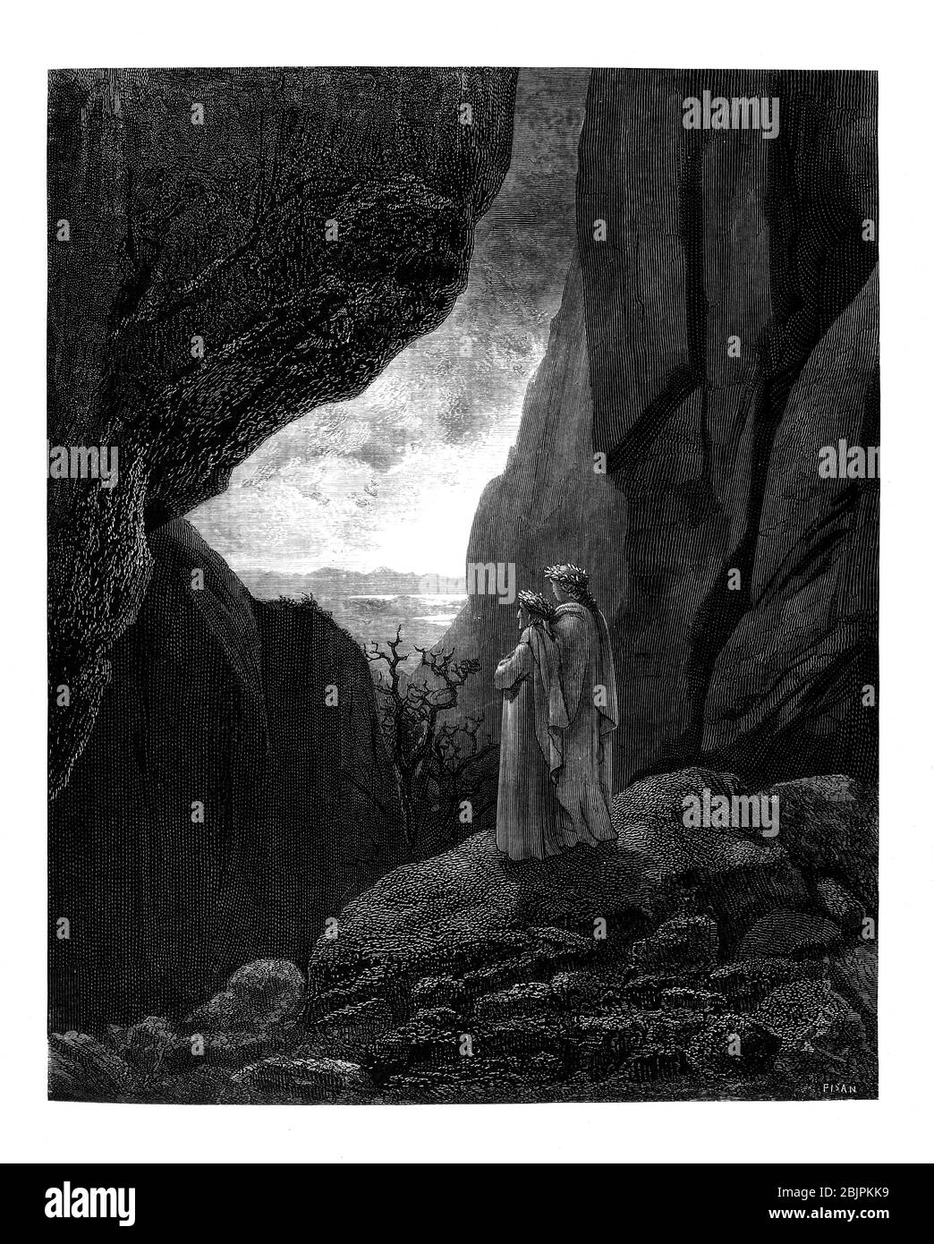 De la Divine Comédie par le poète italien du XIVe siècle Dante Alighieri. 1860 œuvres d'art, de l'artiste français Gustave Dore et gravées par Stéphane Pannemaker, de 'la Vision de l'Enfer' (1868), traduction anglaise de Cary de l'Inferno. Dante a écrit son poème épique "Divina Commedia" (la Divine Comedy) entre 1308 et sa mort en 1321. Composé de 14 233 lignes, et divisé en trois parties (Inferno, Purgatorio et Paradiso), il est considéré comme la plus grande œuvre littéraire en langue italienne et un chef-d'œuvre mondial. Il s'agit d'une étude complète de la théologie, de la littérature et de la pensée médiévales. Le nouveau non Banque D'Images