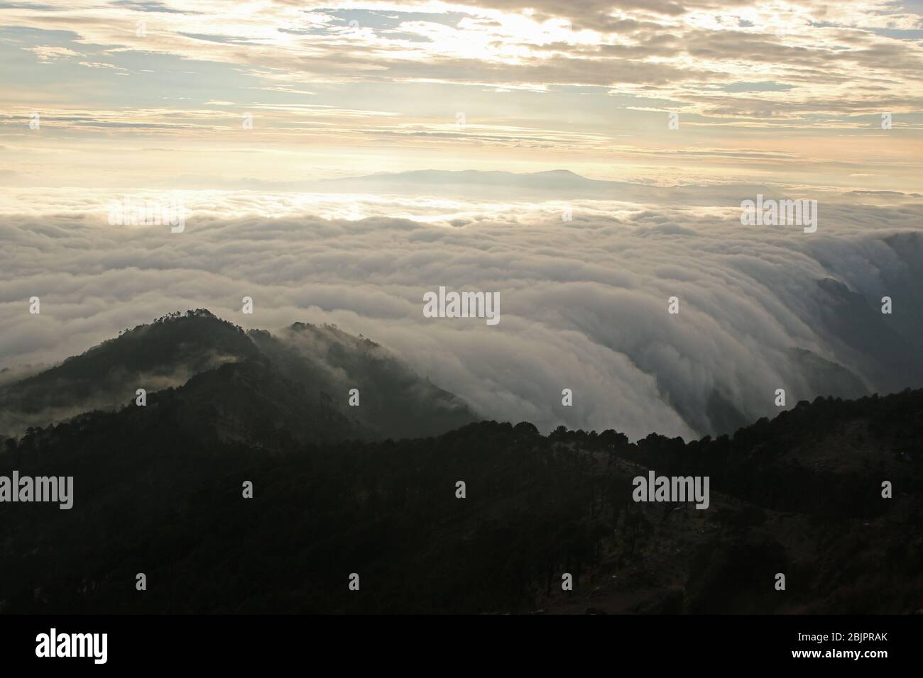 Vue de Volcán Tazupulco révélant une cascade de nuages sur une pente Banque D'Images