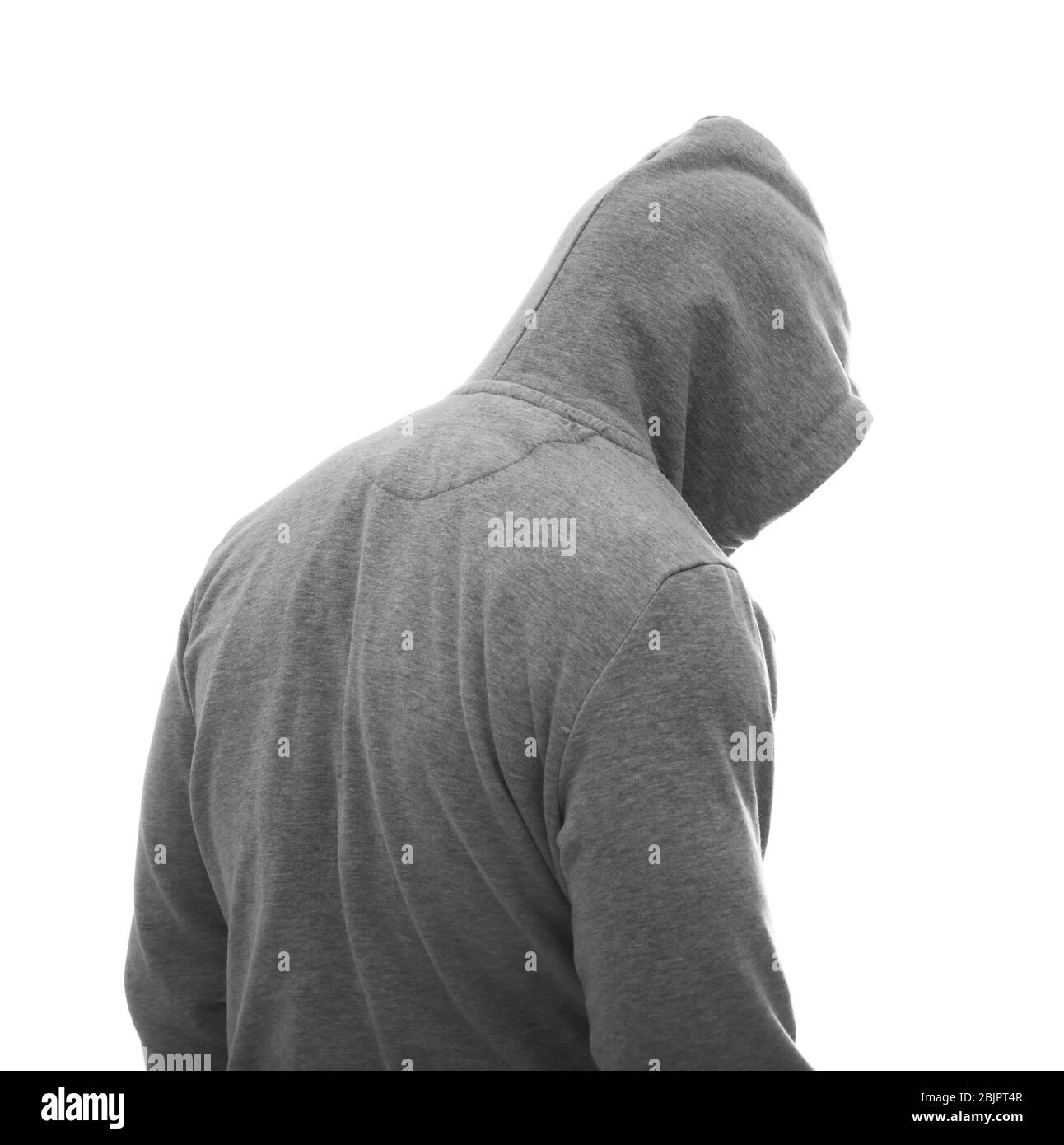 Hacker dans le capot sur fond blanc Banque D'Images