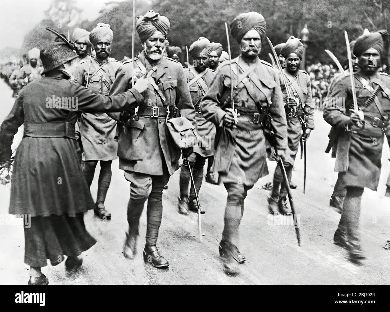 Des soldats indiens qui arrivent en France, la Première Guerre mondiale, 1914 Banque D'Images